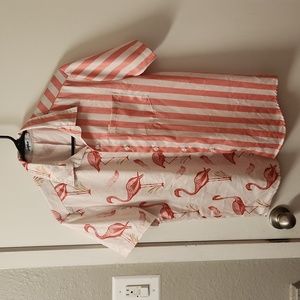 Vatpave Flamingo Button Down Shirt and shorts set size S